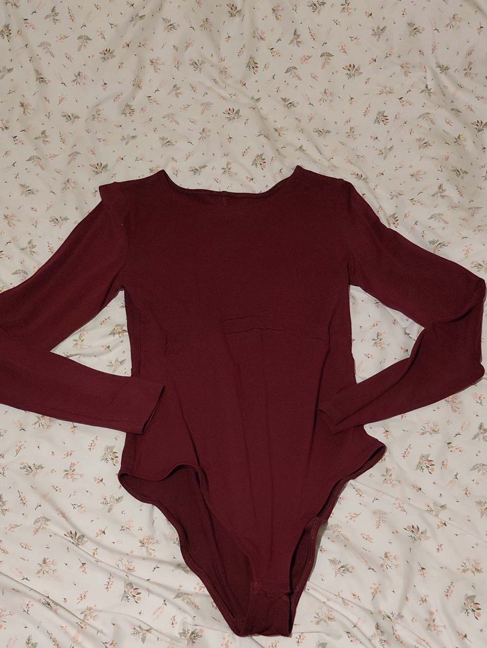 Adore Me Long-Sleeve Bodysuit in Burgundy